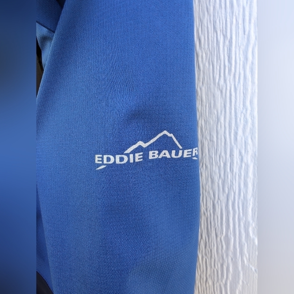 Eddie Bauer Blue Waterproof WeatherEdge Jacket Coat Hood Outdoors Size Large - Picture 5 of 6